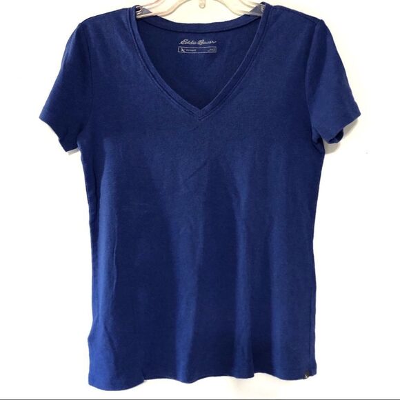 Eddie Bauer V neck short sleeve Blue T-shirt - Picture 1 of 6